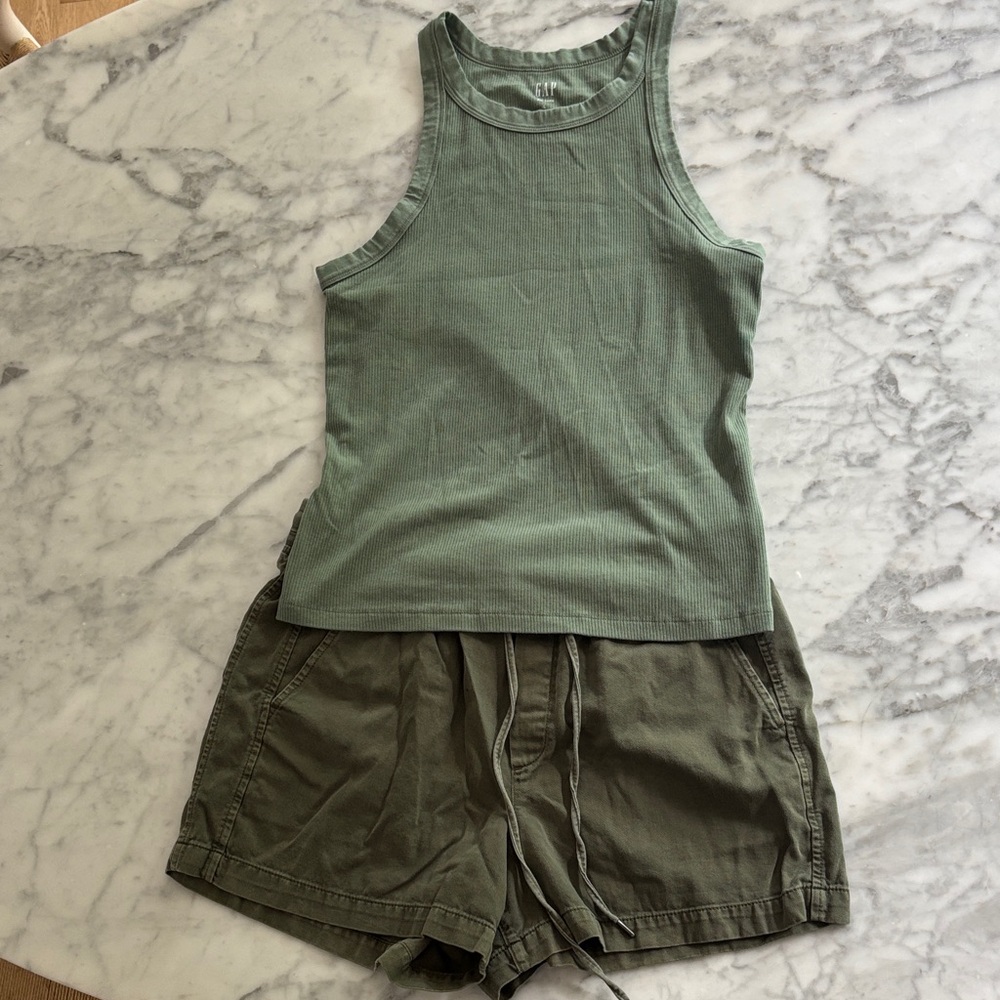 GAP Olive Green Tank and Shorts Set